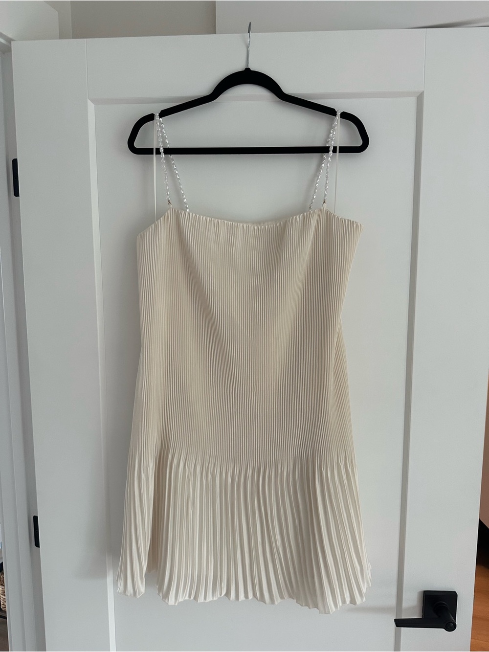Abercrombie & Fitch Cream Pleated Mini Dress with Pearl Straps